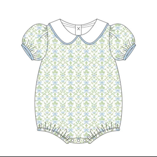 Blue and Green Toile bubble 