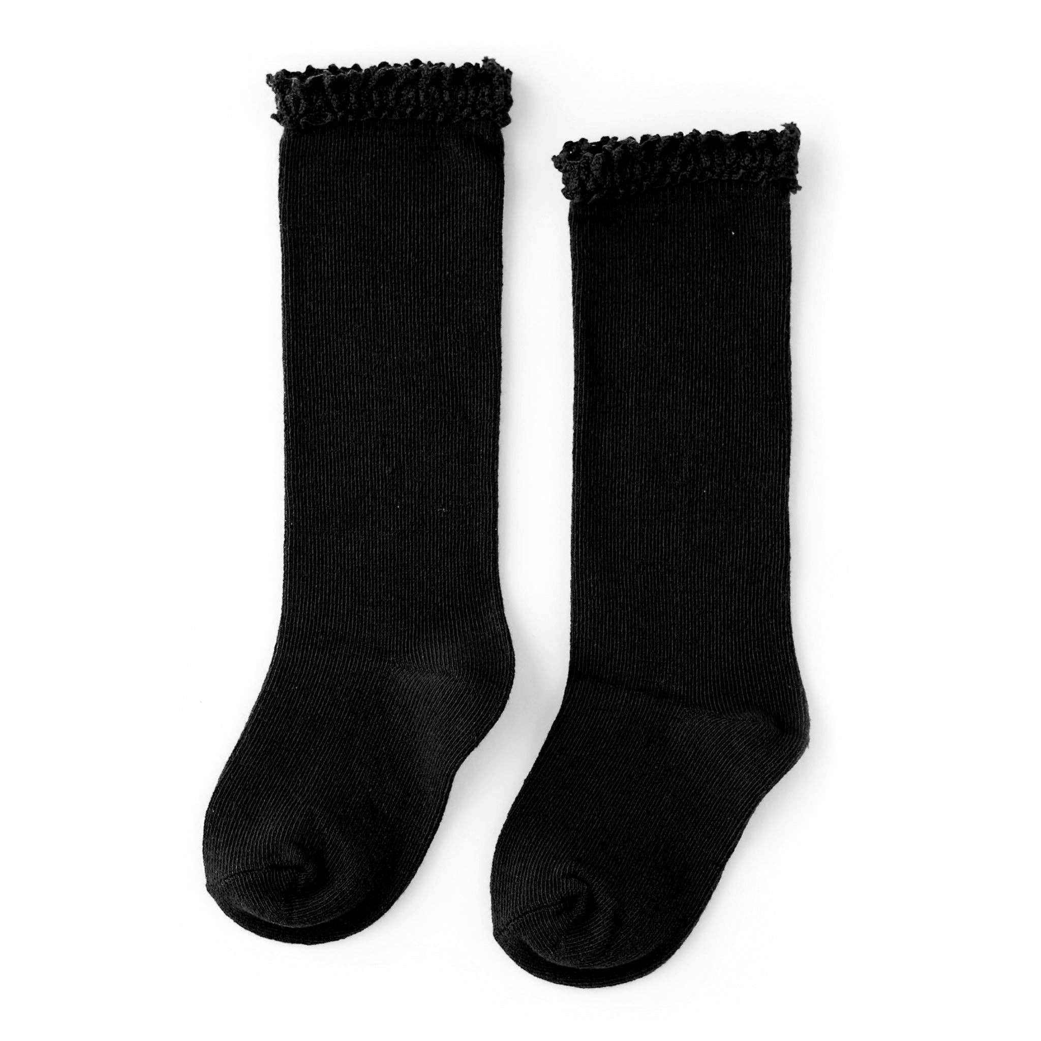 Black Lace Top Knee High Socks