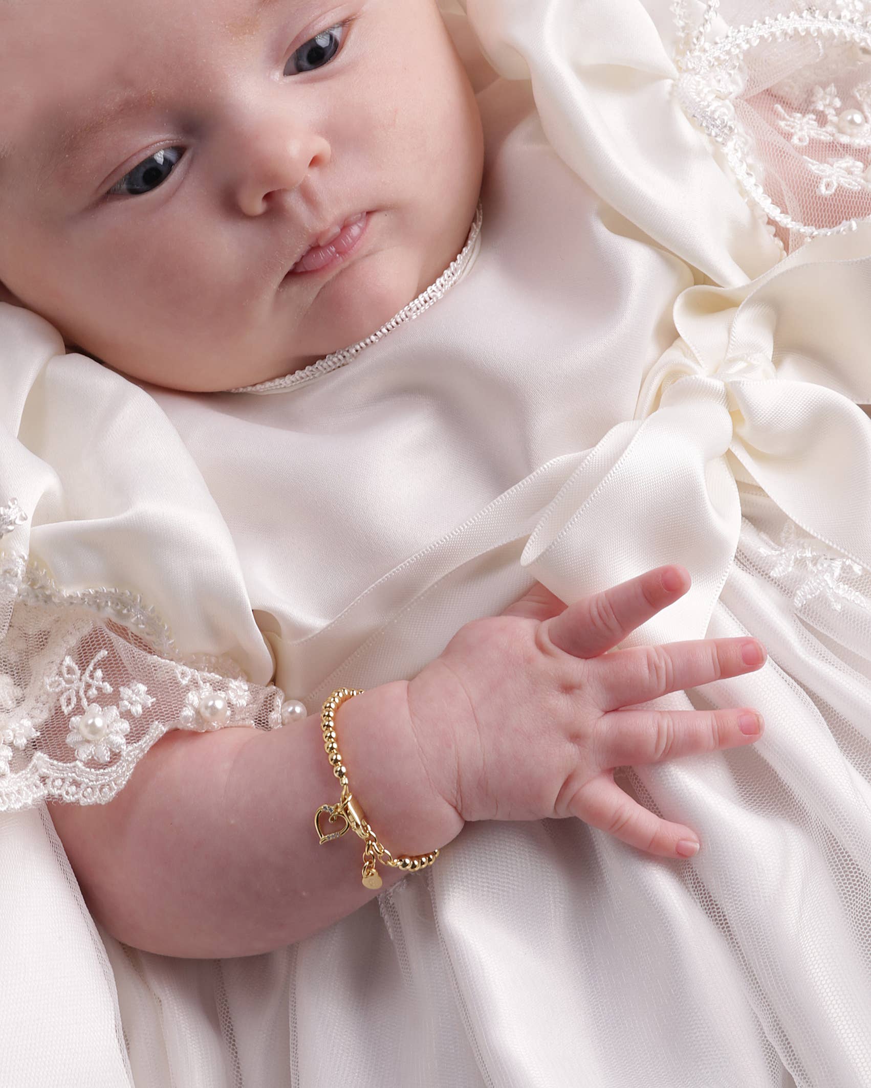 Girls 14K Gold-Plated Beaded Baby Bracelet Heart Kids