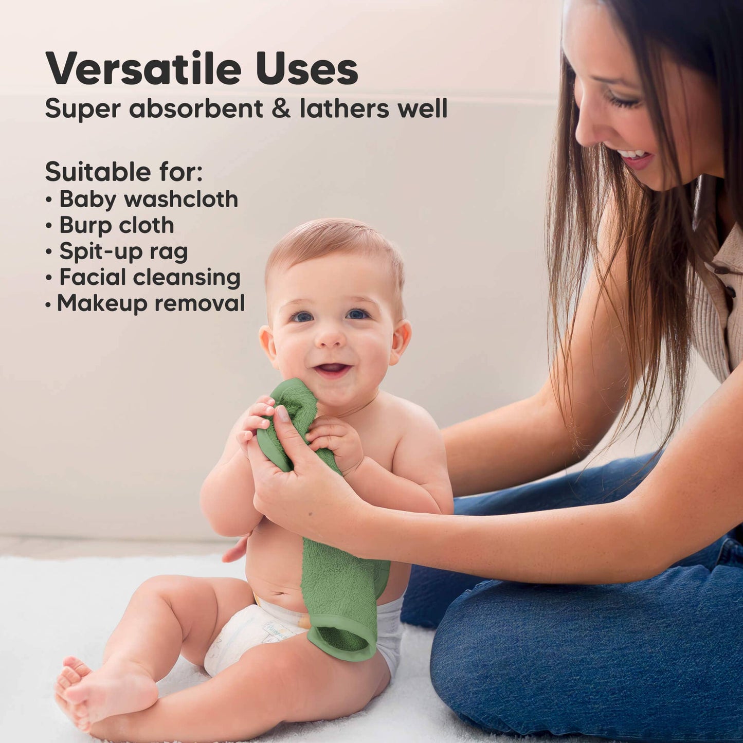 Greens Baby Wash Cloths
