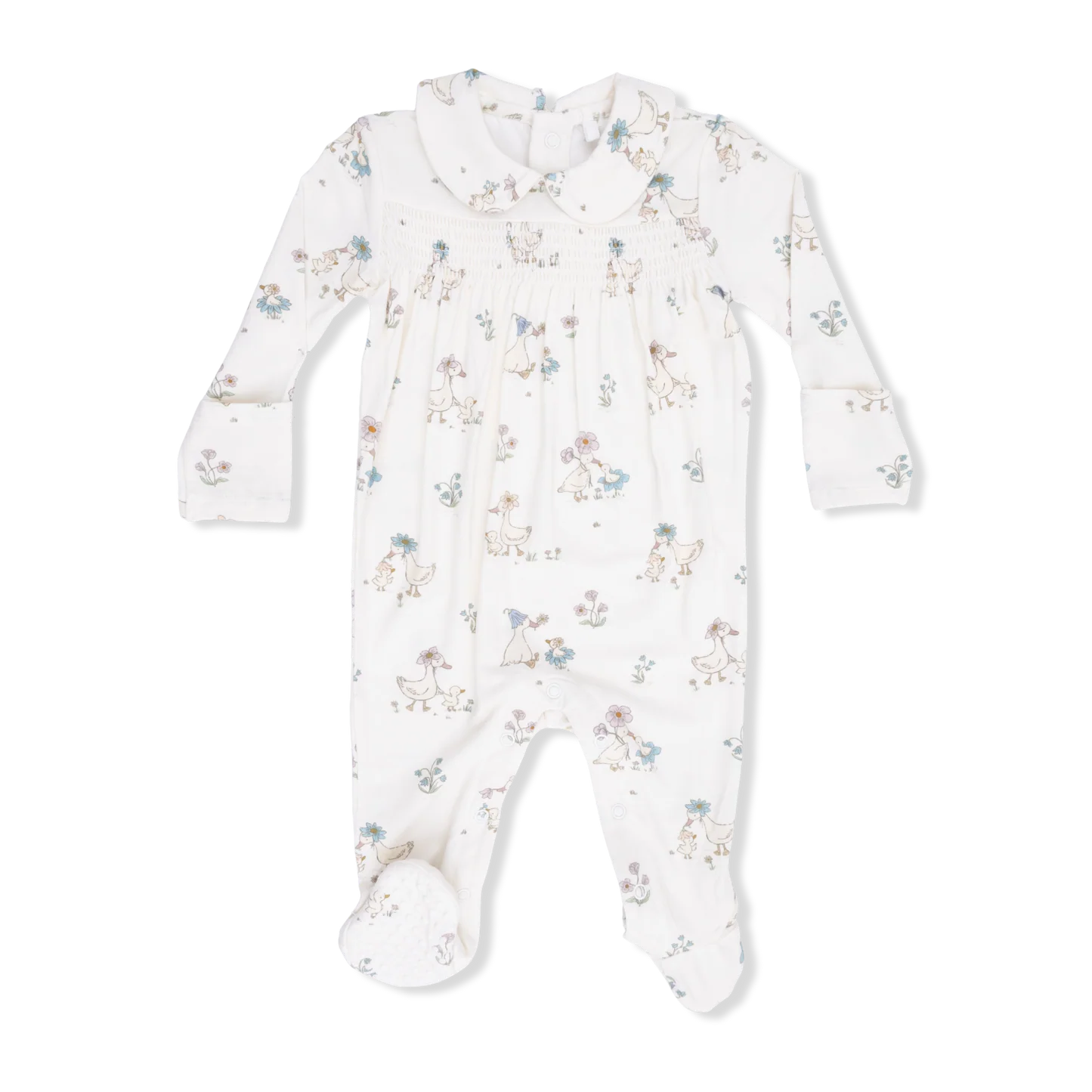 Flower Ducklings Smocked Footie
