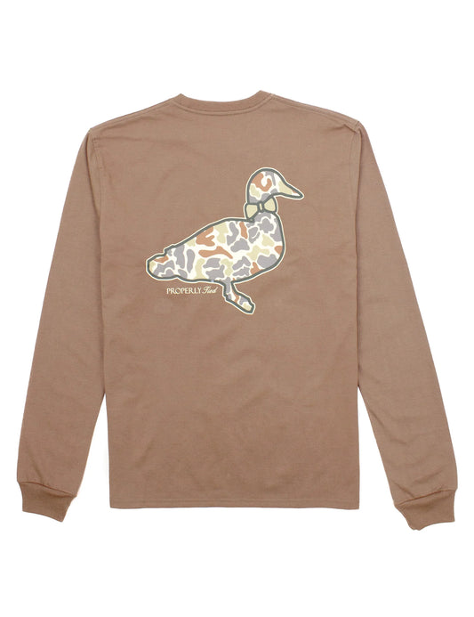 Boys Field Camo Logo LS Walnut