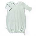 Mint Paty Knit Solid Color Overlap Shoulder Gown