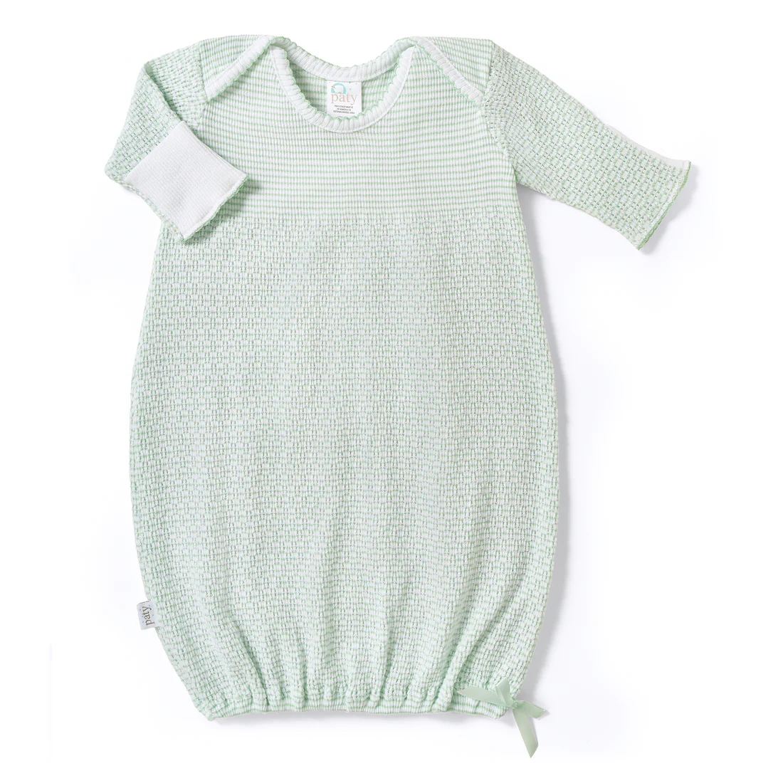 Mint Paty Knit Solid Color Overlap Shoulder Gown
