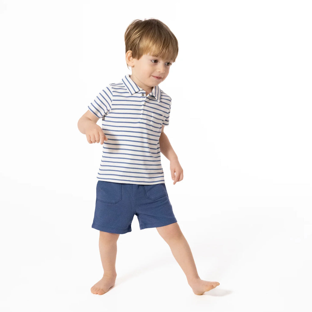 Navy Stripe Short Set