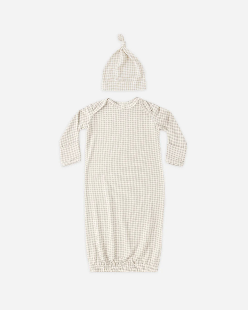 Oat Gingham Gown with Hat
