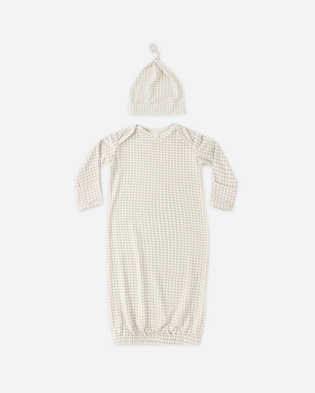 Oat Gingham Gown with Hat