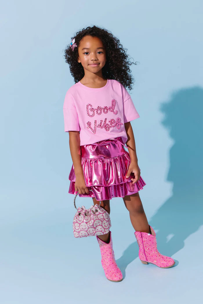 Pink Metallic Skort