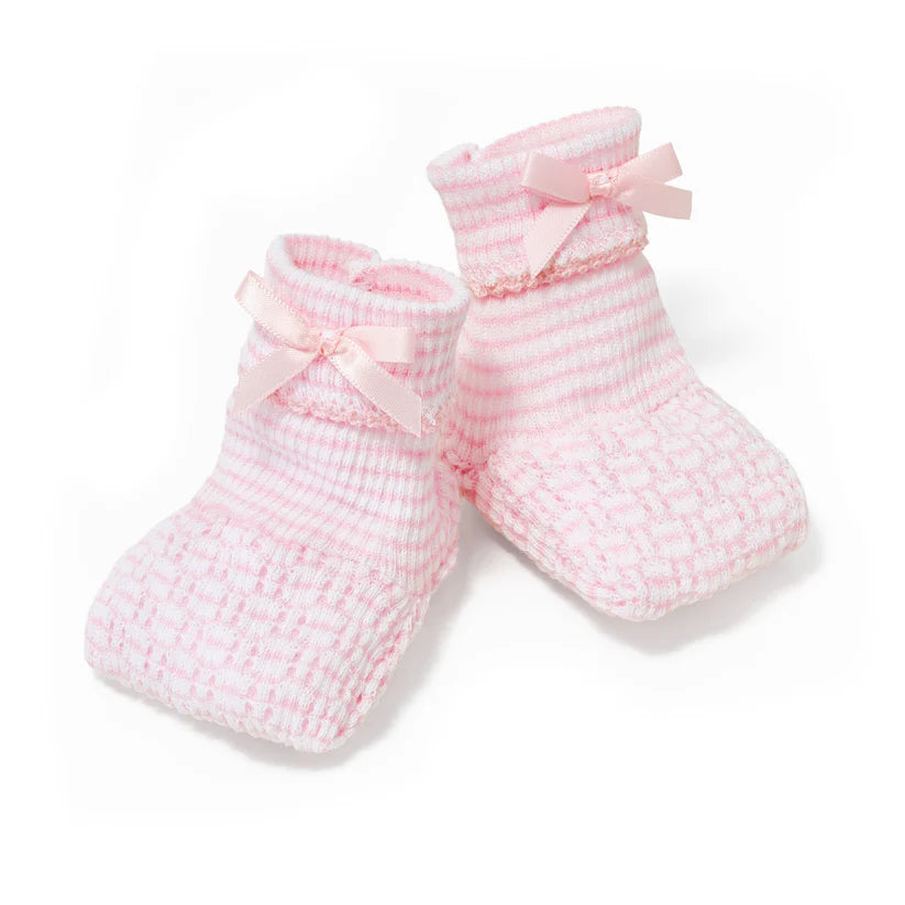 Pink Knit Booties with Pink Trim