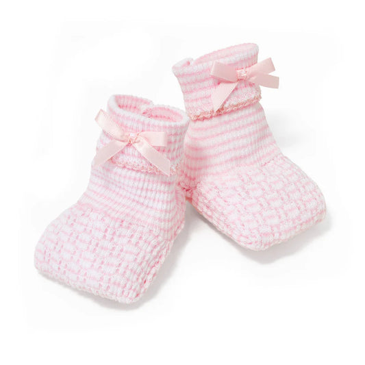 Pink Knit Booties with Pink Trim