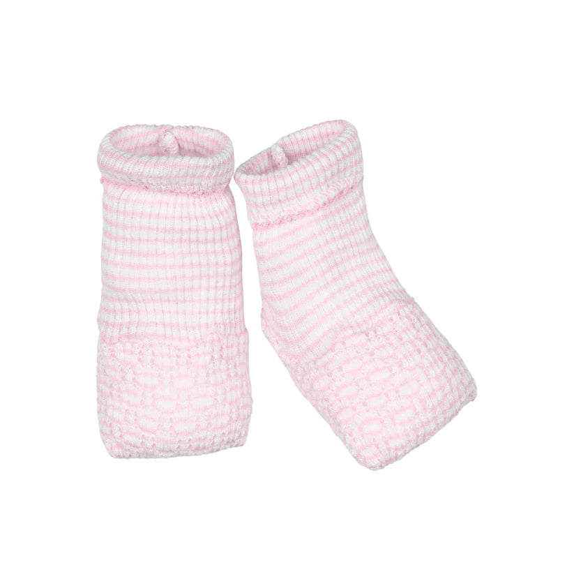 Pink Knit Booties with Pink Trim