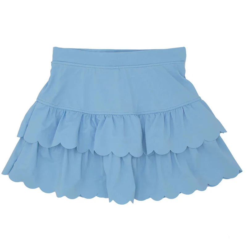 Scalloped Skort in Solid Light Blue
