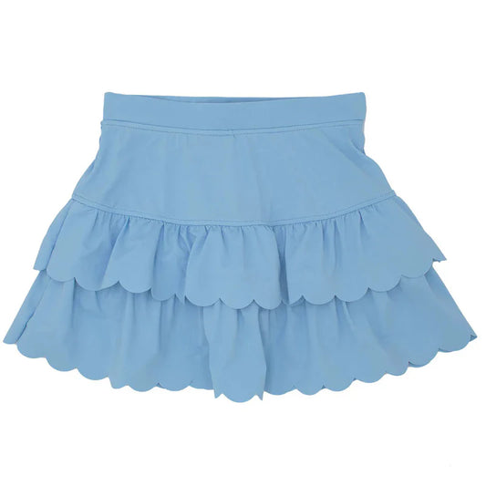 Scalloped Skort in Solid Light Blue