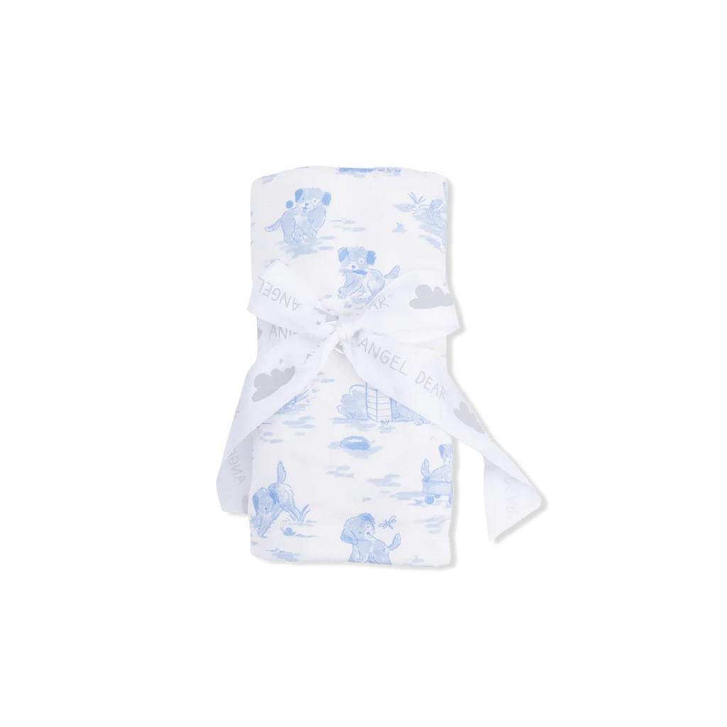 Puppy Toile Blue Swaddle
