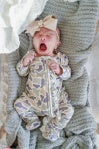 RUFFLE CAMO CUTIE BAMBOO ZIPPER FOOTIE
