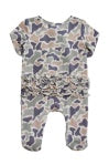 RUFFLE CAMO CUTIE BAMBOO ZIPPER FOOTIE