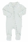 MOSS GINGHAM PETER PAN COLLAR ZIPPER FOOTIE